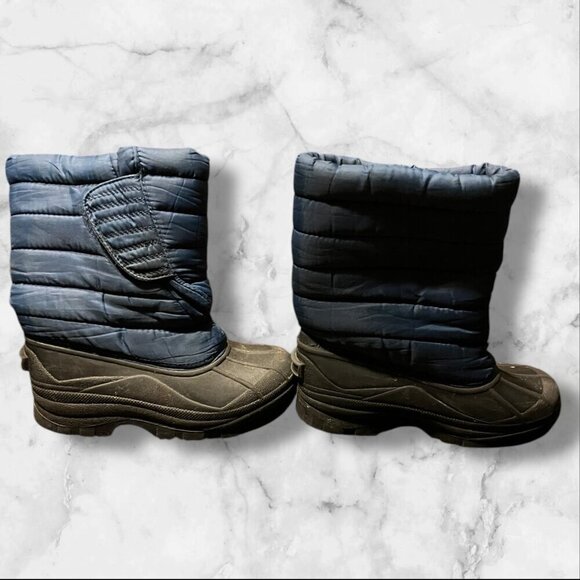 Girls Size 1 Blue Snow Boots With Quilted Upper & Insulated Lining Pull On - Picture 5 of 11